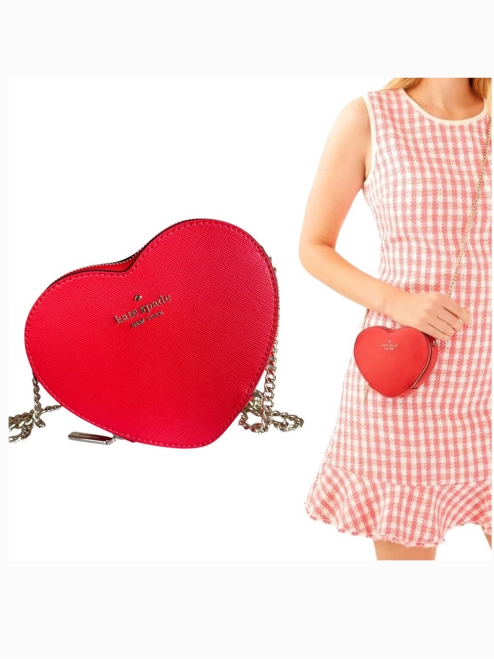 kate spade Heart-Shaped Mini Crossbody Bag in Red